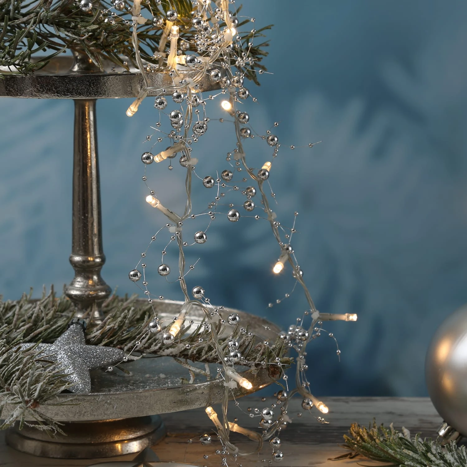 MARELIDA LED Lichterkette Perlen Beleuchtet Batteriebetrieb L: 95cm In Silber – Bild 2