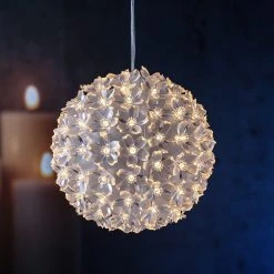 MARELIDA LED Lichtkugel Blume Leuchtblume Hängend D: 15cm In Transparent
