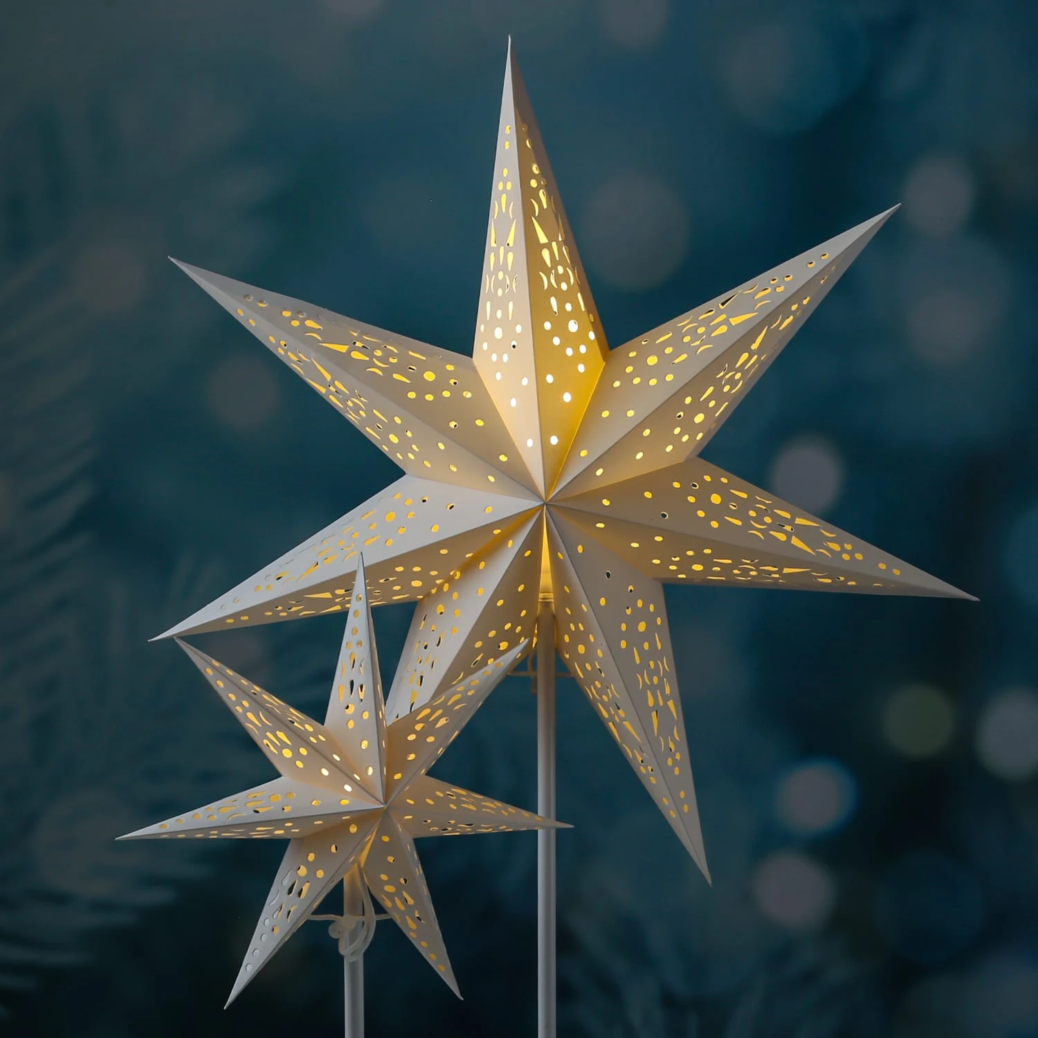 MARELIDA LED Papierstern Leuchtstern Stehend 6LED H: 64cm In Weiß – Bild 4