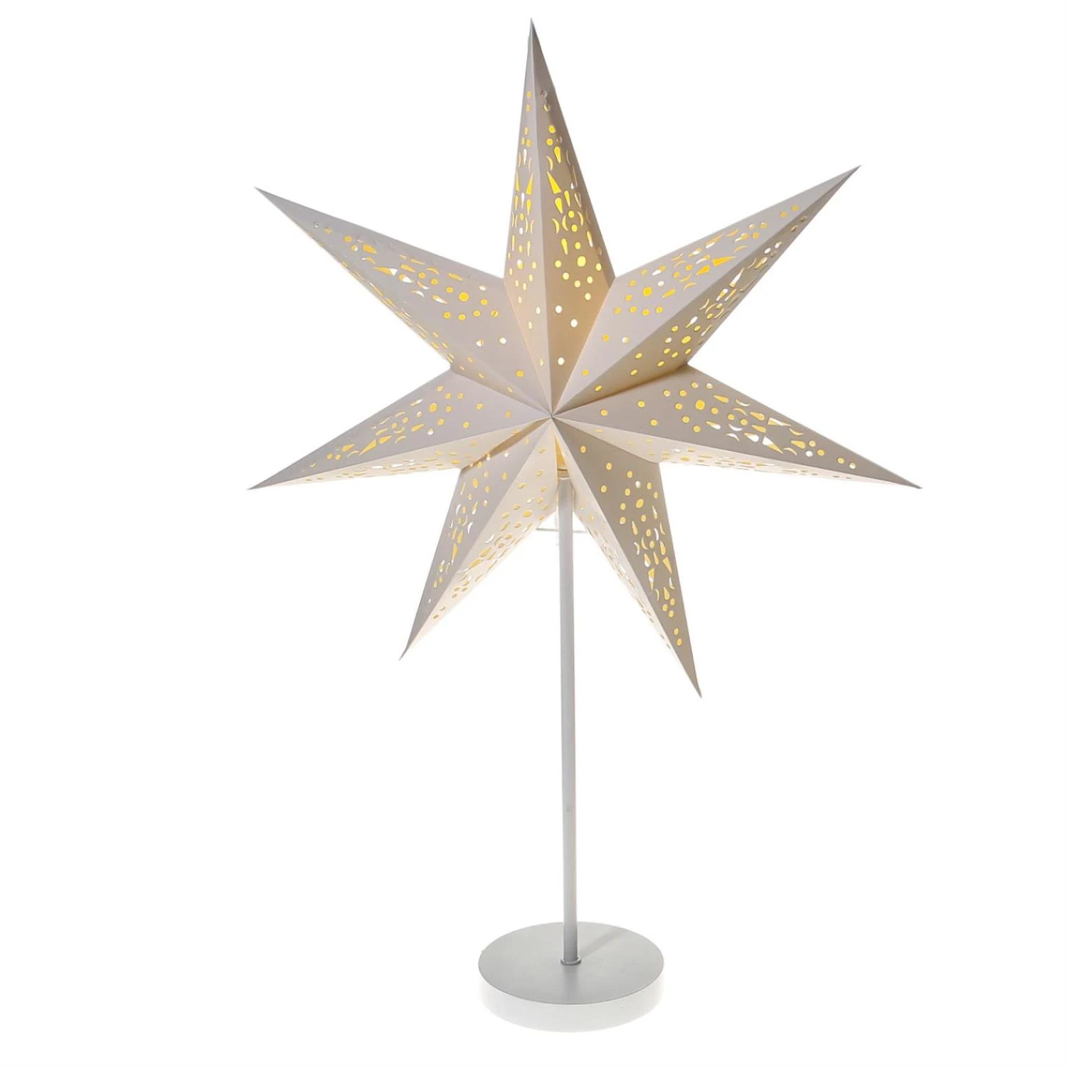 MARELIDA LED Papierstern Leuchtstern Stehend 6LED H: 64cm In Weiß
