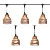 MARELIDA LED Party Deko Lichterkette 5 Lampenschirme Korboptik Für Außen L: 2m In Braun