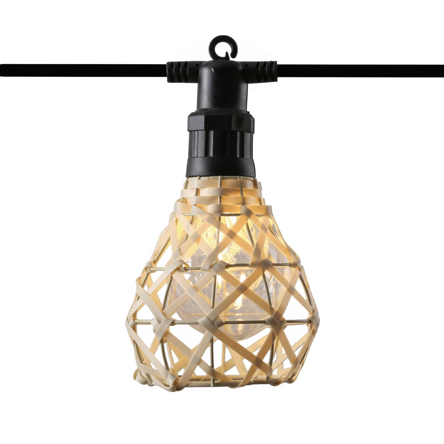 MARELIDA LED Party Deko Lichterkette Korboptik Boho Stil Für Außen L: 4,5m In Creme – Bild 3