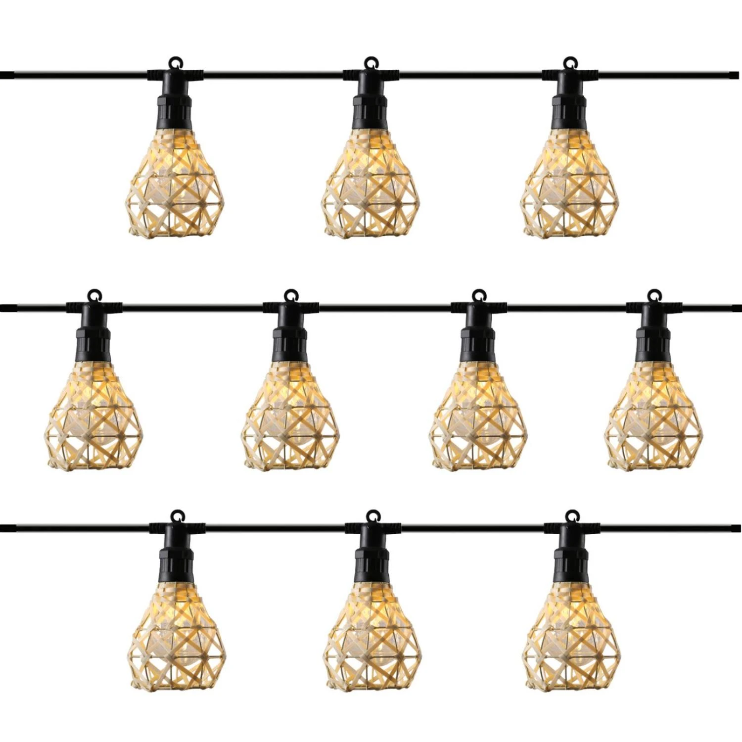 MARELIDA LED Party Deko Lichterkette Korboptik Boho Stil Für Außen L: 4,5m In Creme