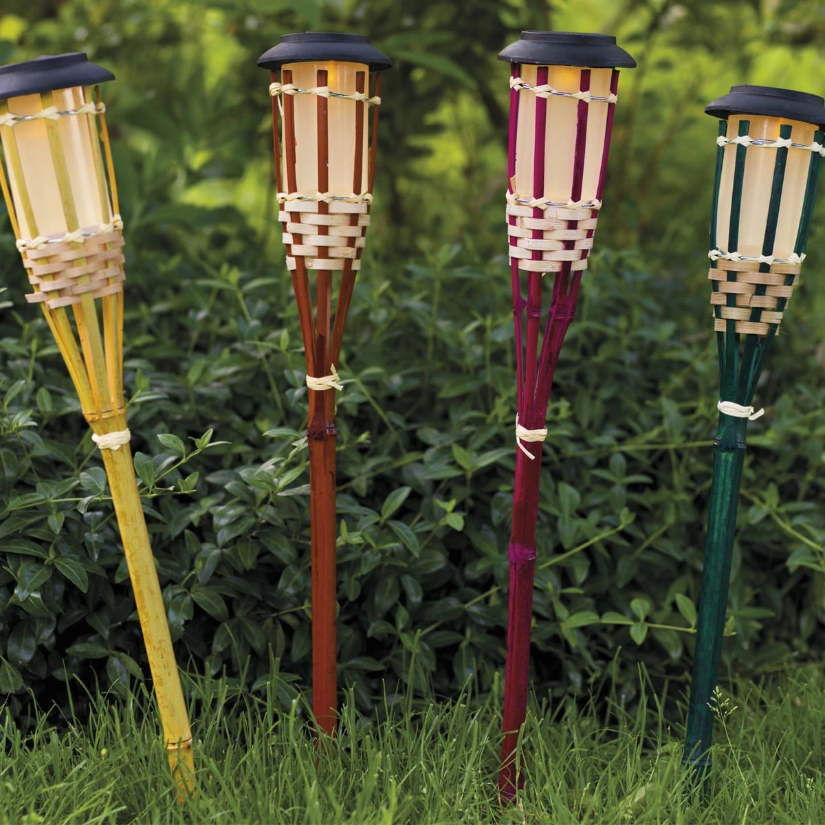 MARELIDA LED Solar Bambus Fackel In Braun – Bild 2