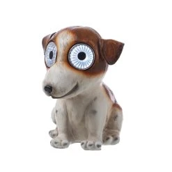 MARELIDA LED Solar Gartenfigur Hund BALU In Braun - H: 12cm