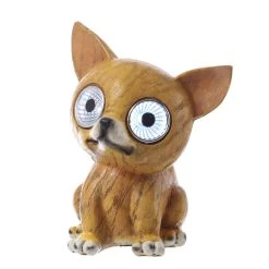 MARELIDA LED Solar Gartenfigur Hund LOTTE In Braun - H: 13cm