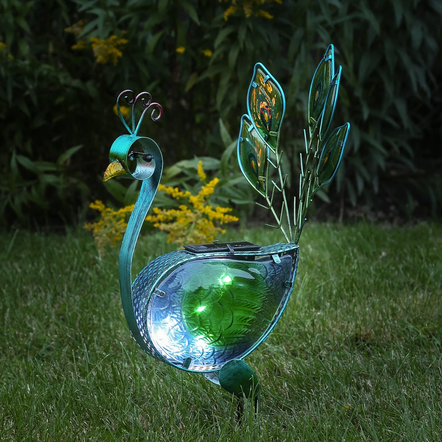 MARELIDA LED Solar Gartenfigur Pfau In Blau - H: 42cm – Bild 2