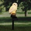 MARELIDA LED Solar Gartenstecker Eule In Weiß - H: 45cm
