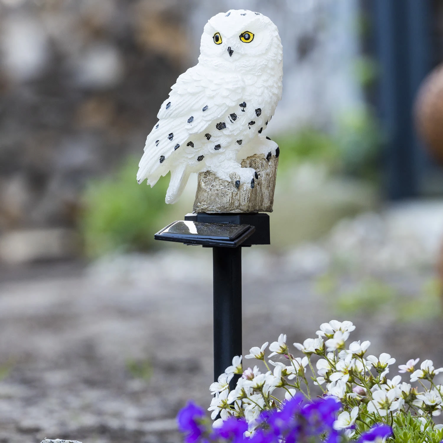 MARELIDA LED Solar Gartenstecker Eule In Weiß - H: 45cm – Bild 4