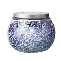 MARELIDA LED Solar Glas Windlicht Mosaik In Blau - H: 10cm