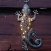MARELIDA LED Solar Wanddekoration GECKO In Bronze - H: 46cm