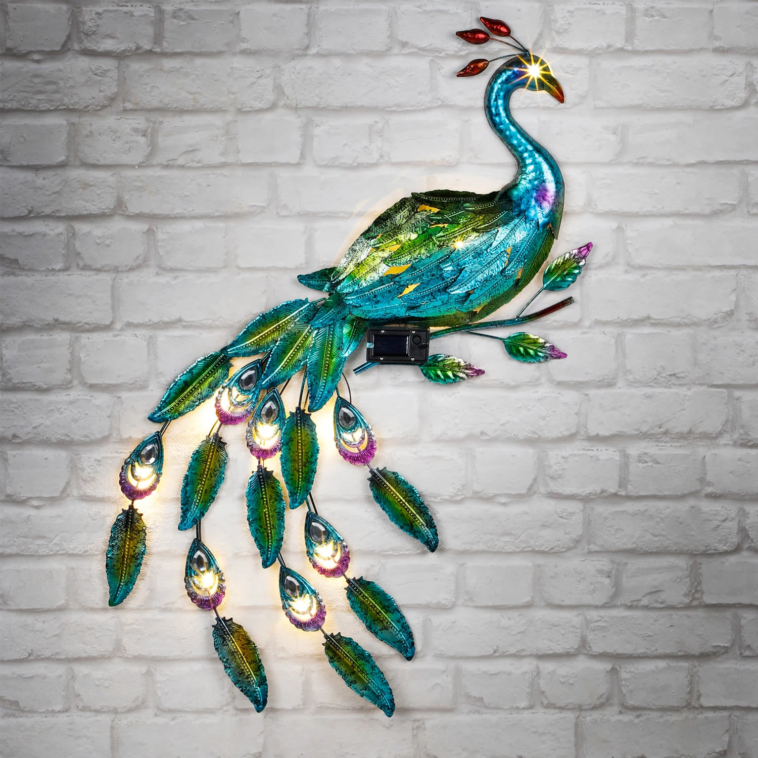 MARELIDA LED Solar Wanddekoration Pfau In Blau - H: 92cm – Bild 2