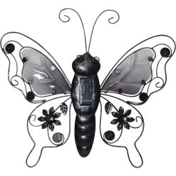 MARELIDA LED Solar Wanddekoration Schmetterling In Schwarz - H: 34cm