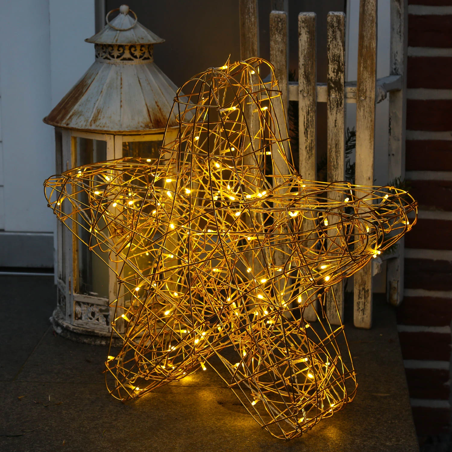 MARELIDA LED Stern Leuchtstern Drahtstern Für Außen H: 60cm In Gold – Bild 2