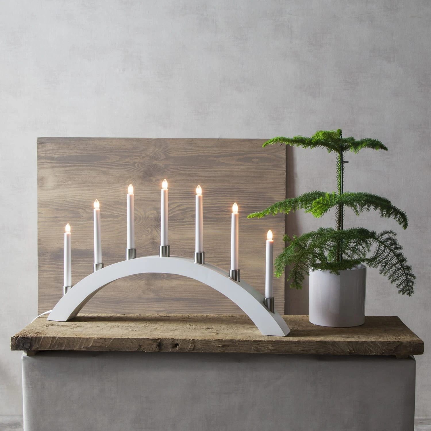 MARELIDA Lichterbogen Fensterleuchter 7 Glühlampen L: 67cm In Weiß – Bild 2