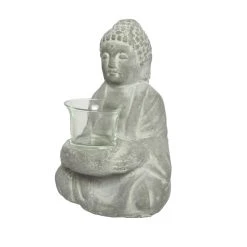 MARELIDA Teelichthalter Buddha In Steinoptik H: 20cm In Grau