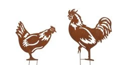 Möbel-direkt Gartenstecker 2er-Set Henne&Hahn In Rostbraun