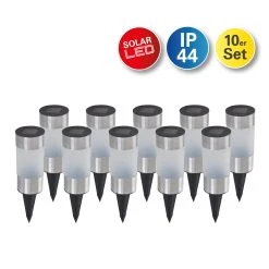 Näve 10er-Set LED-Solar-Erdspieß "Cyrus" In Stahl-Blank