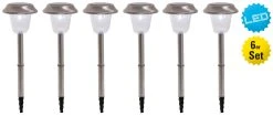 Näve 6er Set LED Außenleuchte Mit Erdspieß In Stahl-Blank