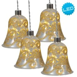 Näve Dekoglas Mit Lichterkette "Glocke" 4er-Set In Gold