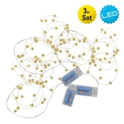 Näve LED Deko-Lichterkette 3er Set In Gold