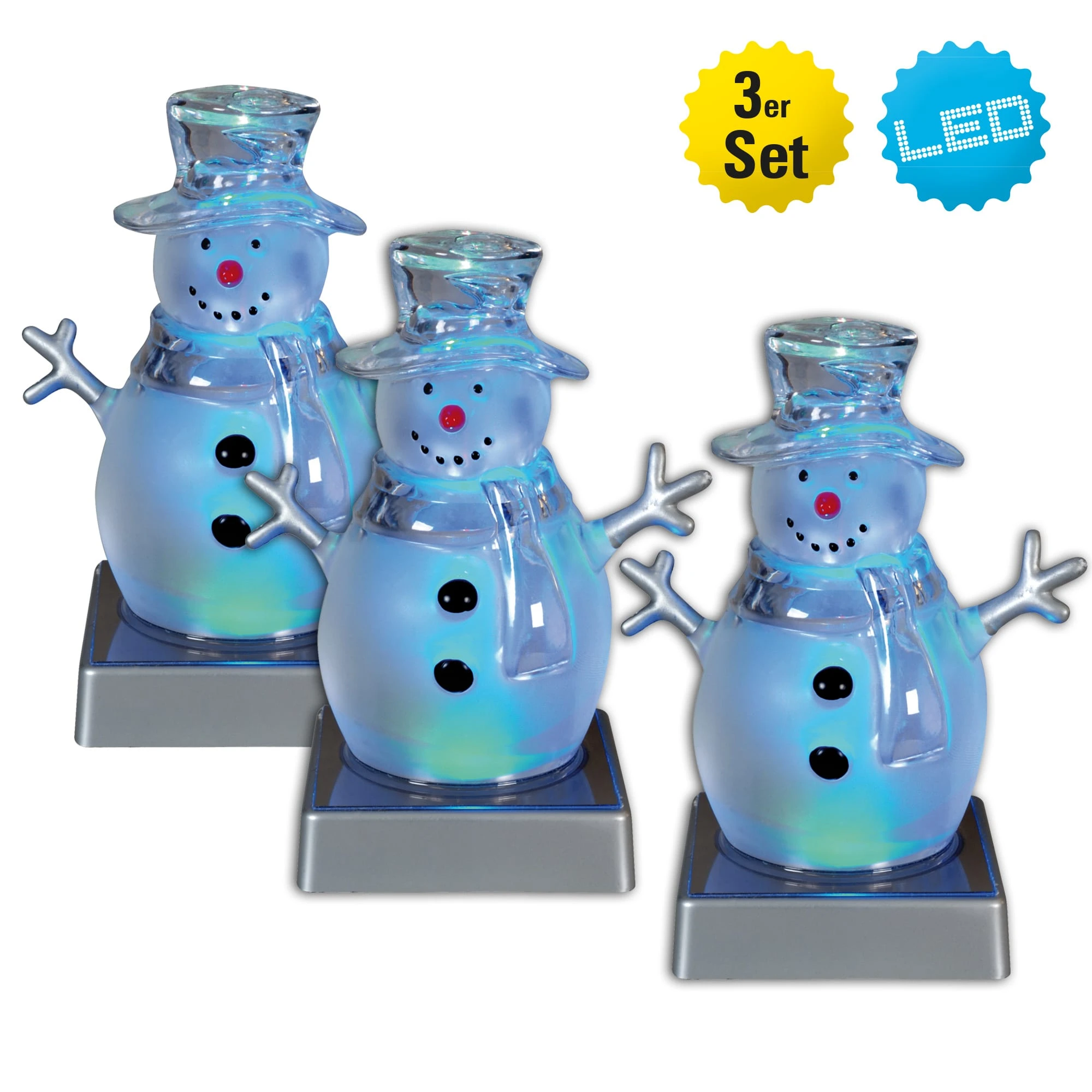 Näve LED-Deko-Tischleuchte "Schneemänner" 3er-Set In Bunt