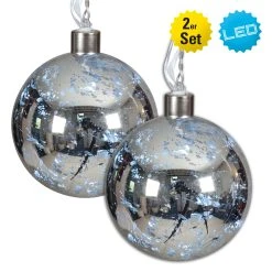 Näve LED-Kugel 2er-Set "Christmas Globe" In Silber
