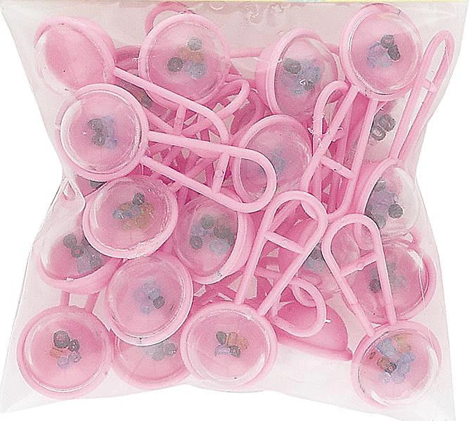 Partystrolche Streuteile Tischdeko Babyrassel Rosa, Acryl, 3 Cm, 24 Stück