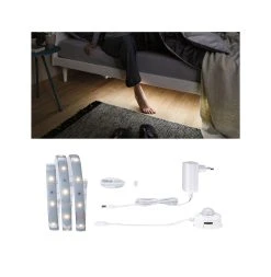 Paulmann LED Streifen MaxLED 250 Comfort Set Bett Warmweiß 1m In Silber