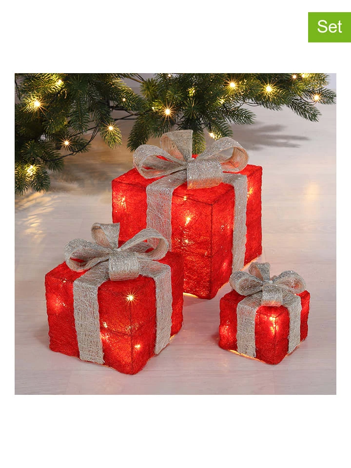 Profiline 3er-Set: LED-Dekoleuchten "Giftbox" In Warmweiß