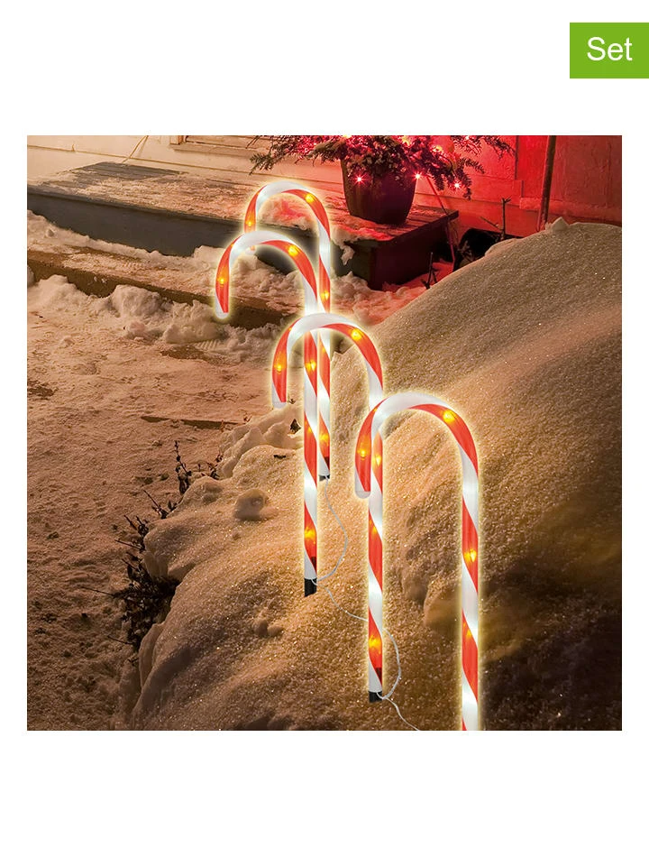 Profiline 4er-Set: LED-Gartenstecker In Rot/ Weiß - (H)44 Cm