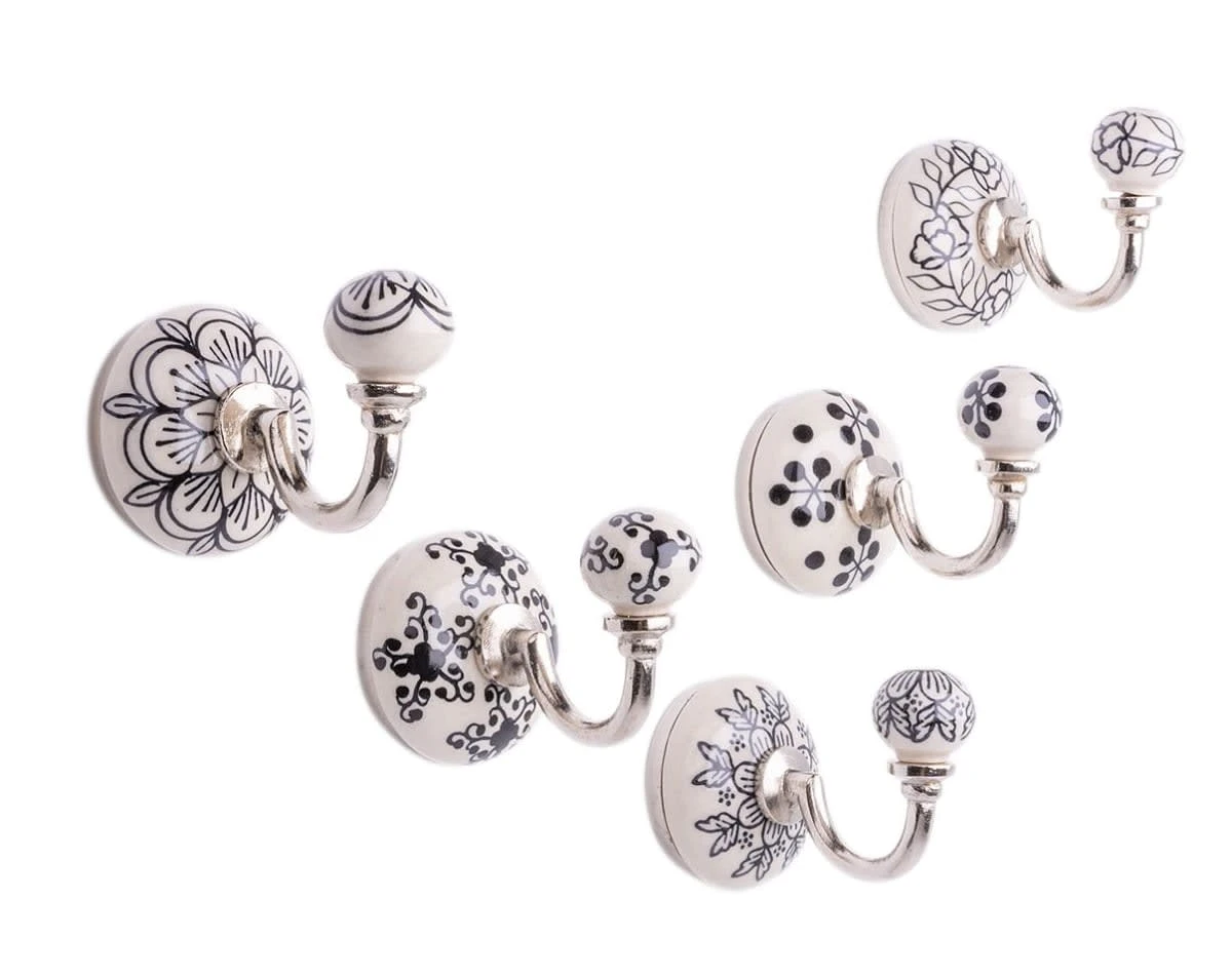 PureDay Deko-Haken-Set, 5-tlg. Landhaus, Schwarz/Weiß – Bild 7
