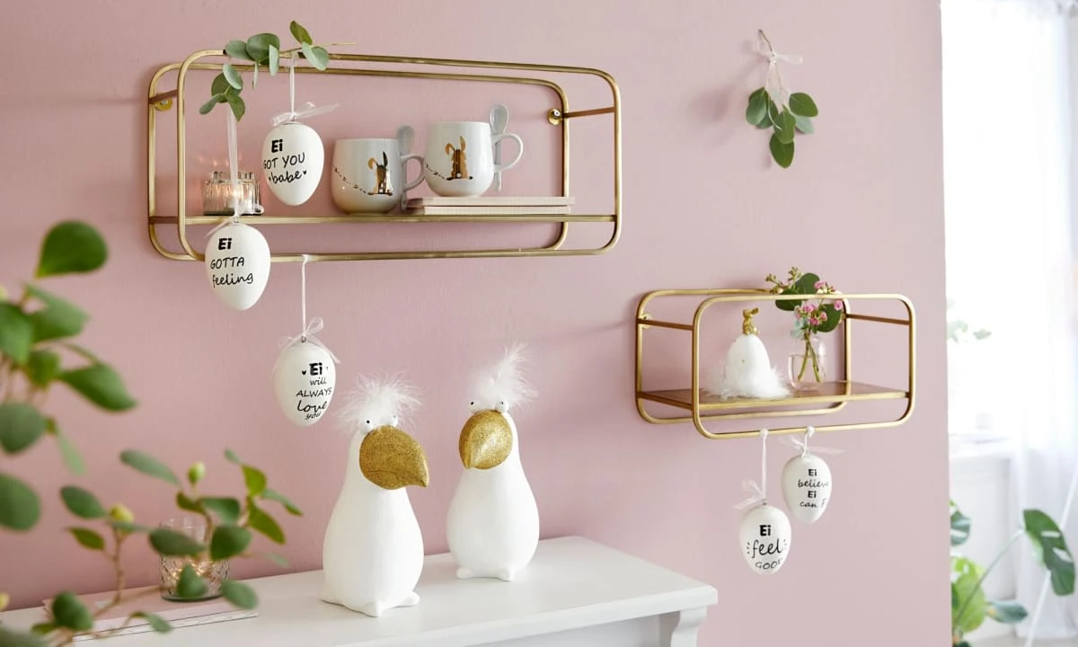 PureDay Deko-Hänger-Set, 5-tlg. Ostereier, Weiß/Schwarz – Bild 2