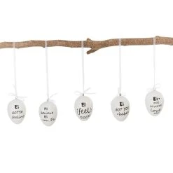 PureDay Deko-Hänger-Set, 5-tlg. Ostereier, Weiß/Schwarz