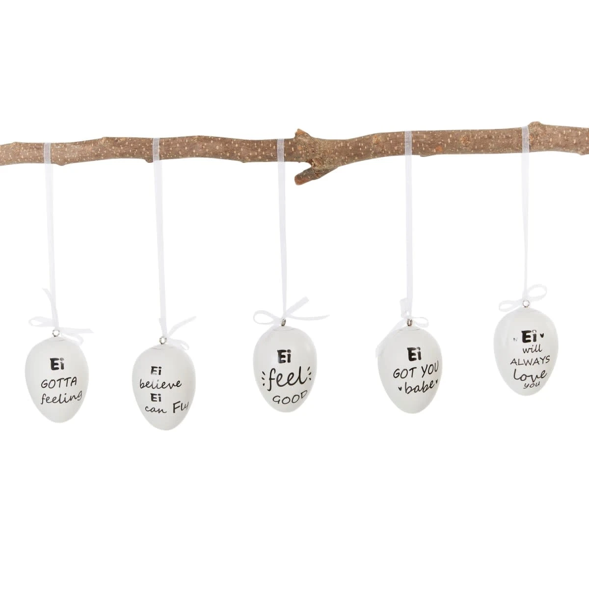 PureDay Deko-Hänger-Set, 5-tlg. Ostereier, Weiß/Schwarz