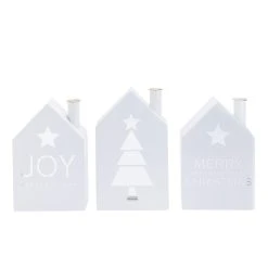 PureDay Deko-Objekt-Set, 3-tlg. Häuser, Weiß