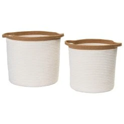 PureDay Korb-Set, 2-tlg. Witty, Weiß/Natur