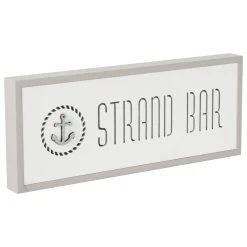 PureDay LED-Leuchtschild Strand Bar, Weiß/Grau