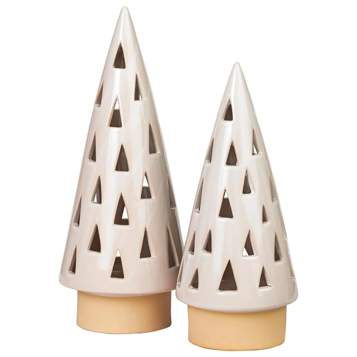 PureDay Teelichthalter-Set, 2-tlg. Tannen, Weiß/Beige – Bild 2