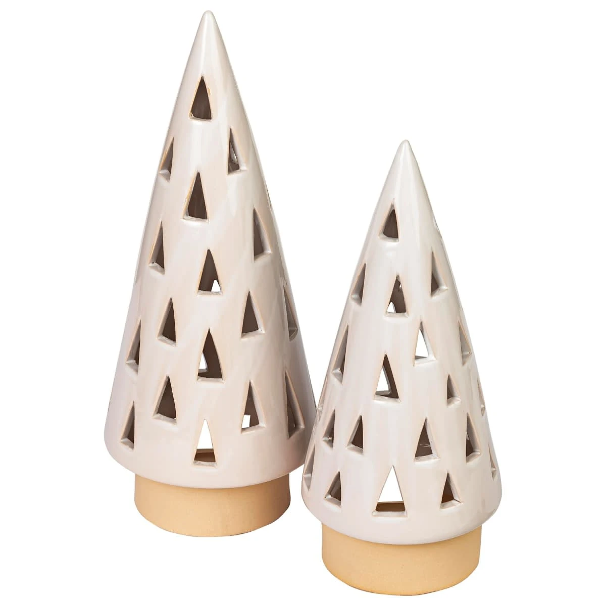 PureDay Teelichthalter-Set, 2-tlg. Tannen, Weiß/Beige