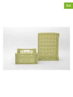 Really Nice Things 2er-Set: Klappboxen "Odett" In Grün - (B)39,5 X (H)14,5 X (T)29,5 Cm