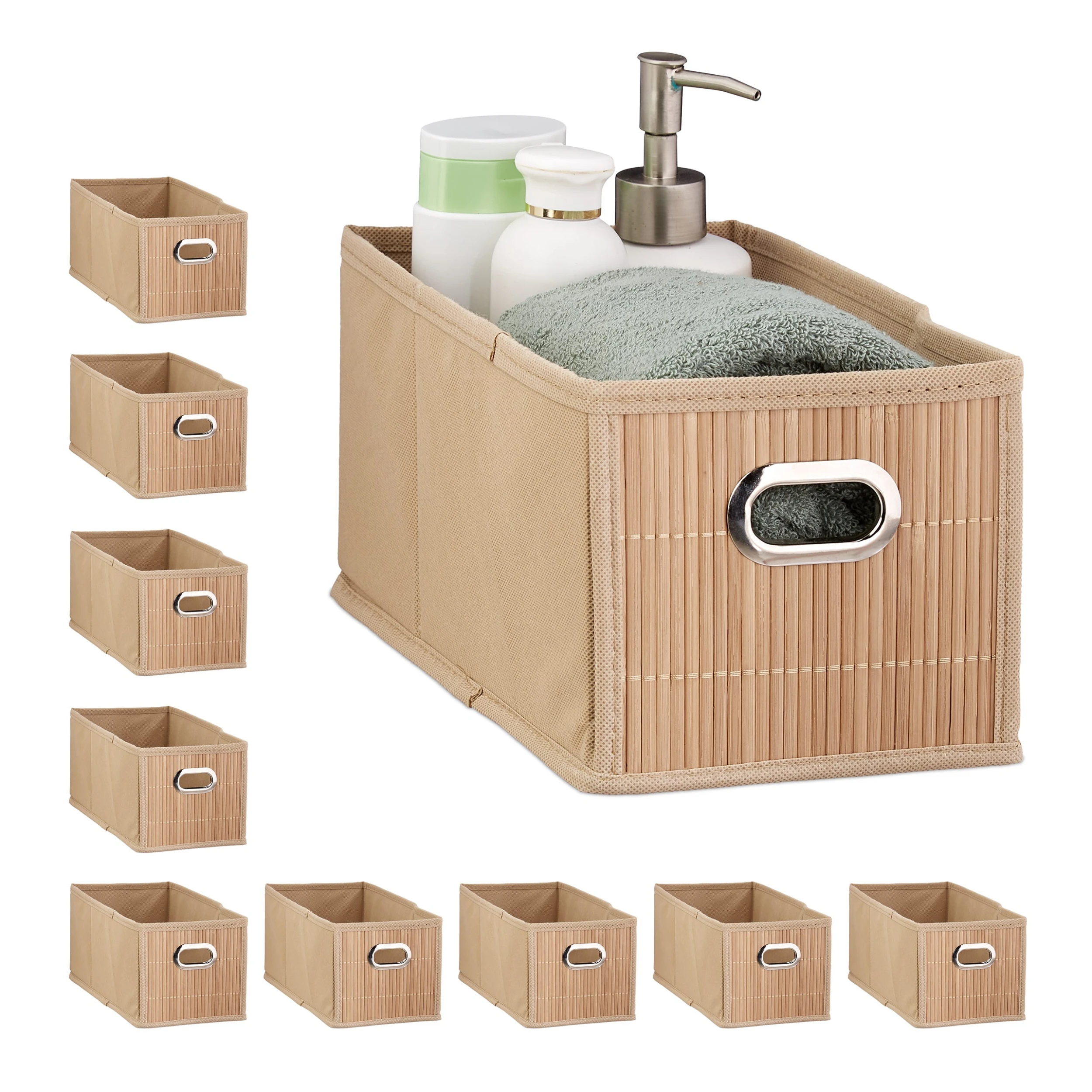 Relaxdays 10 X Aufbewahrungskorb In Natur - (B)15 X (H)14 X (T)31 Cm – Bild 8