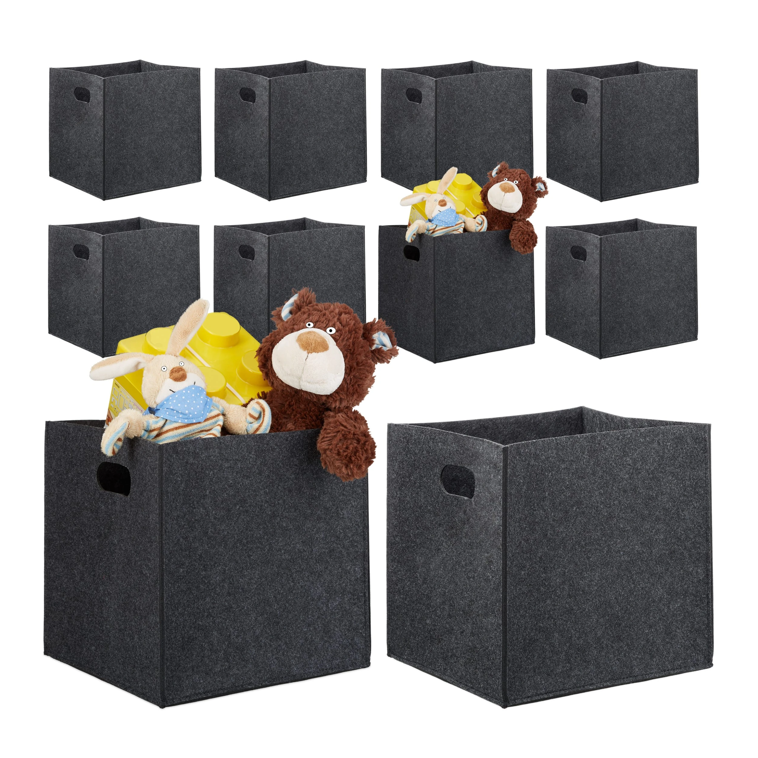 Relaxdays 10x Filzkörbe In Anthrazit - (B)30 X (H)30 X (T)30 Cm – Bild 6