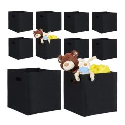 Relaxdays 10x Filzkörbe In Schwarz - (B)30 X (H)30 X (T)30 Cm