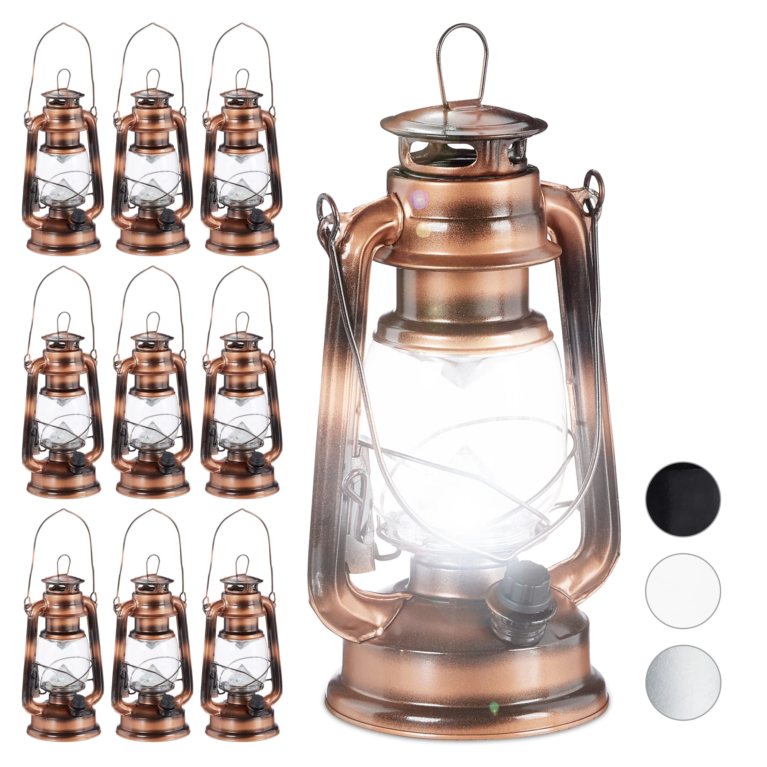 Relaxdays 10x Sturmlaterne LED In Kupfer