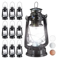 Relaxdays 10x Sturmlaterne LED In Schwarz