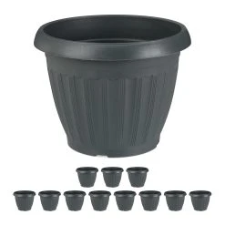 Relaxdays 12x Pflanzkübel In Anthrazit