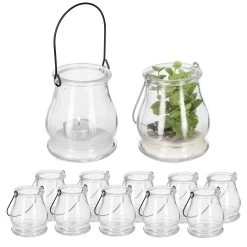 Relaxdays 12x Windlicht In Transparent - (H)10 X Ø 8,5 Cm