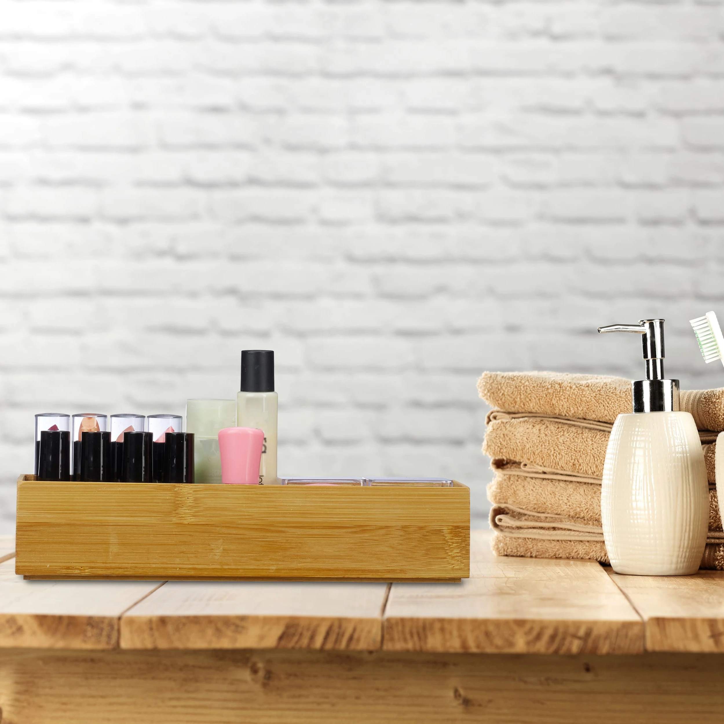 Relaxdays 1x Bambus-Ordnungsbox In Natur - (B)23 X (H)5 X (T)7,5 Cm – Bild 2