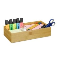 Relaxdays 1x Bambus-Ordnungsbox In Natur - (B)30 X (H)7 X (T)15 Cm